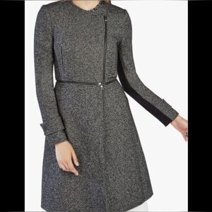 BCBGMAXAZRIA JARRETT TWEED JACKET COAT Black Grey Tweed Size M